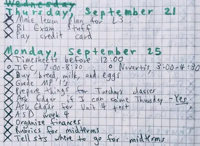 Bullet Journal September Daily Log