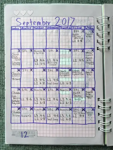 Bullet Journal September Calendar