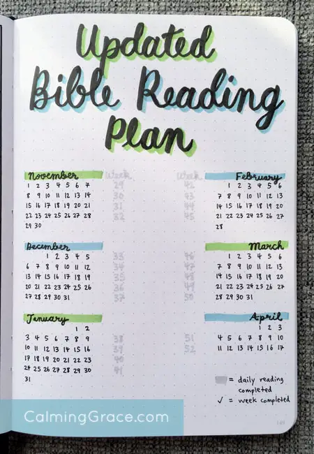 Bible Reading Plan in a Bullet Journal