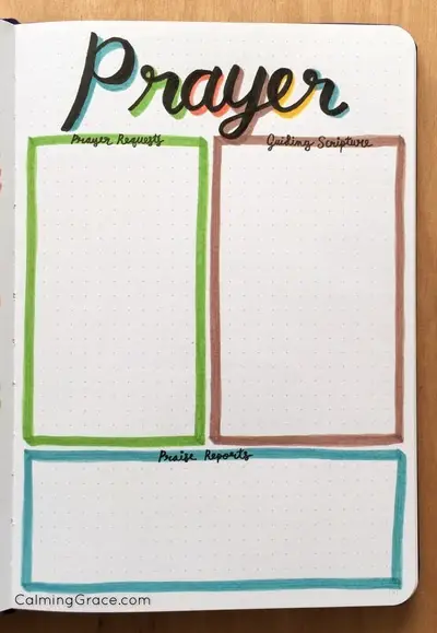 Prayer Requests Tracker in a Bullet Journal