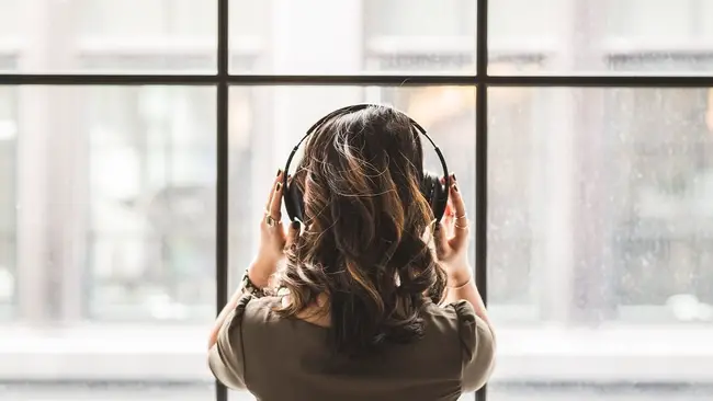 Woman listening to a guided meditation