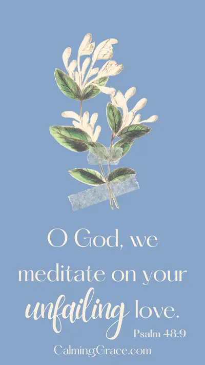 Meditate on God's Unfailing Love - Psalm 48:9 Phone Wallpaper